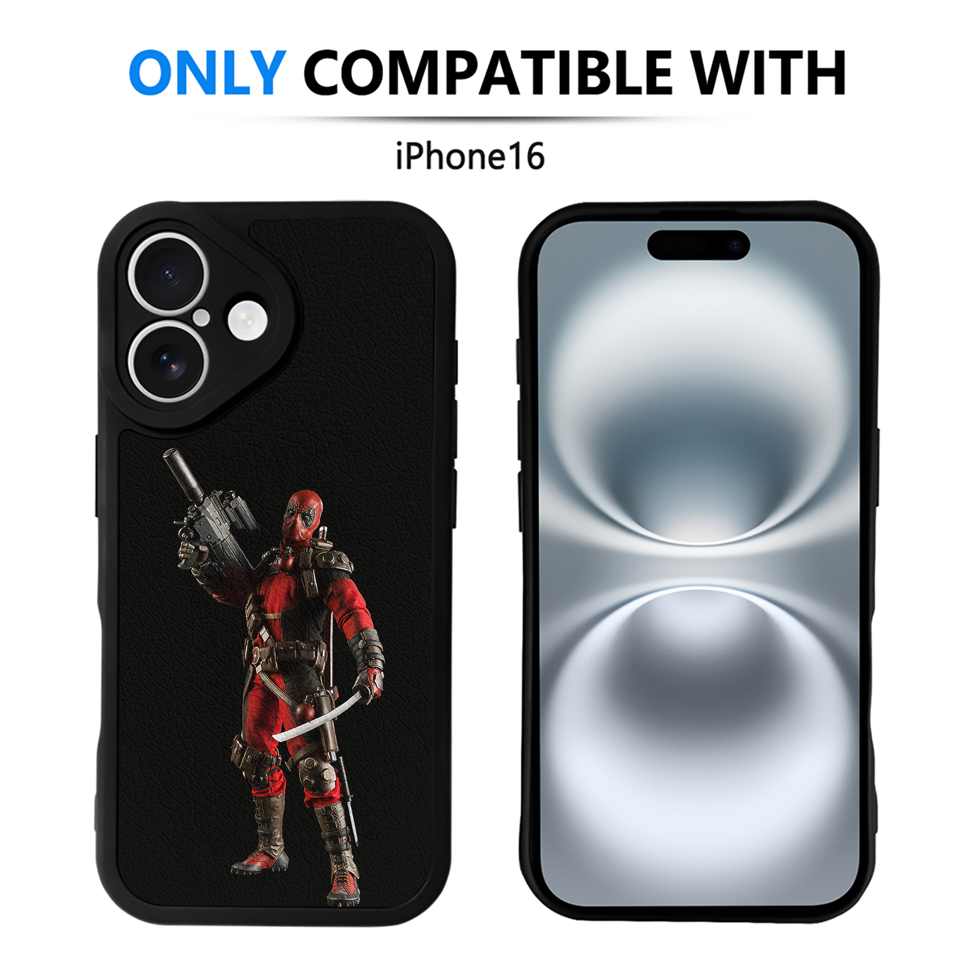 （画像用） Deadpool デッドプール 【iPhone 16シリーズ対応】シリコンスマホケース（レザー調） 材質：シリコン